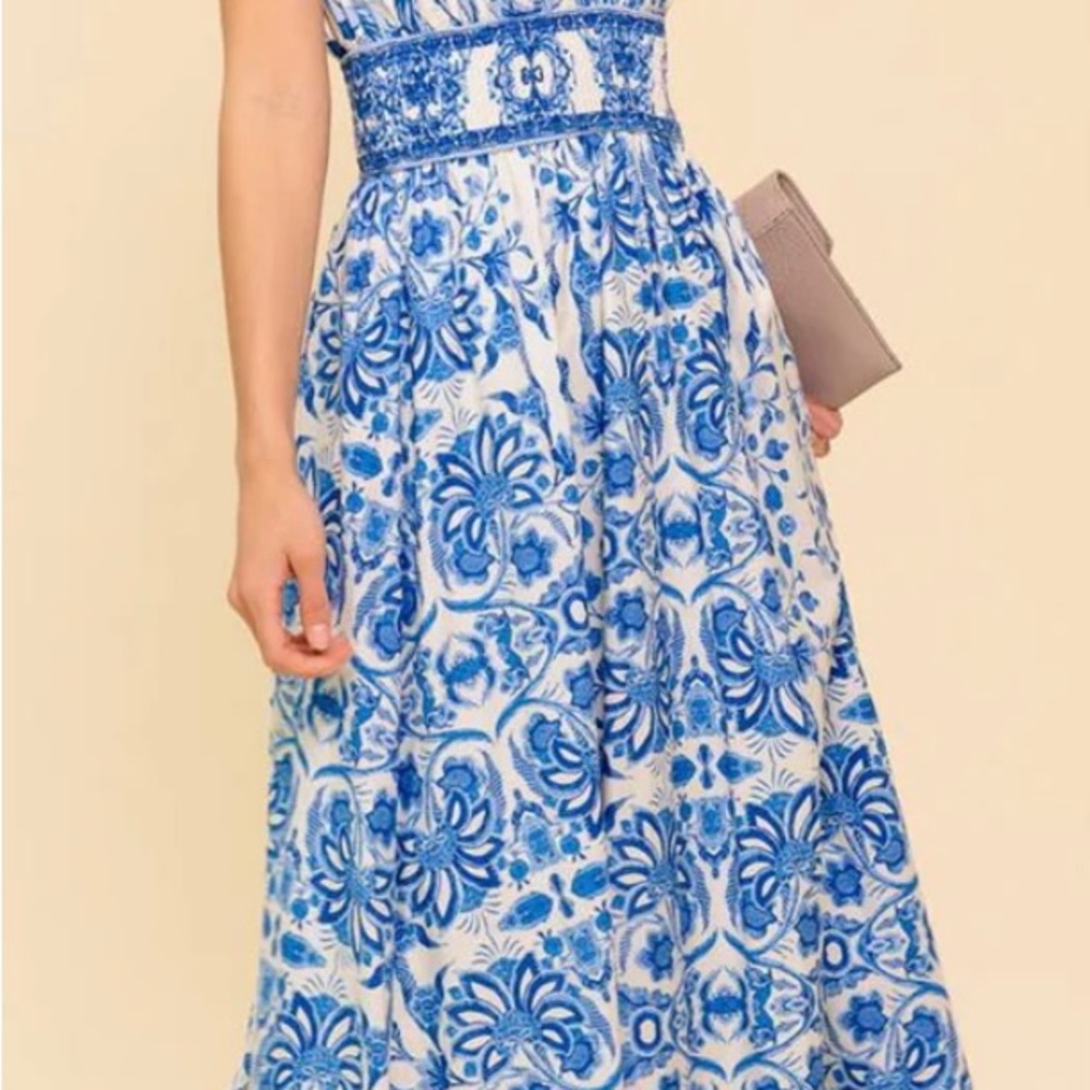 Elegant Blue Floral Women's Dress